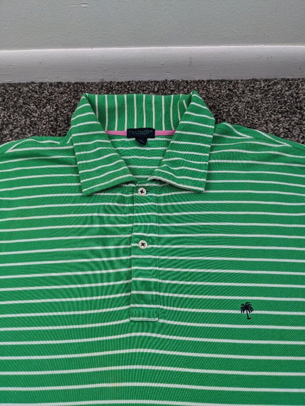 Lilly Pulitzer via Palm Beach Polo Shirt Pima Cotton Green Striped Peru Mens 2XL
